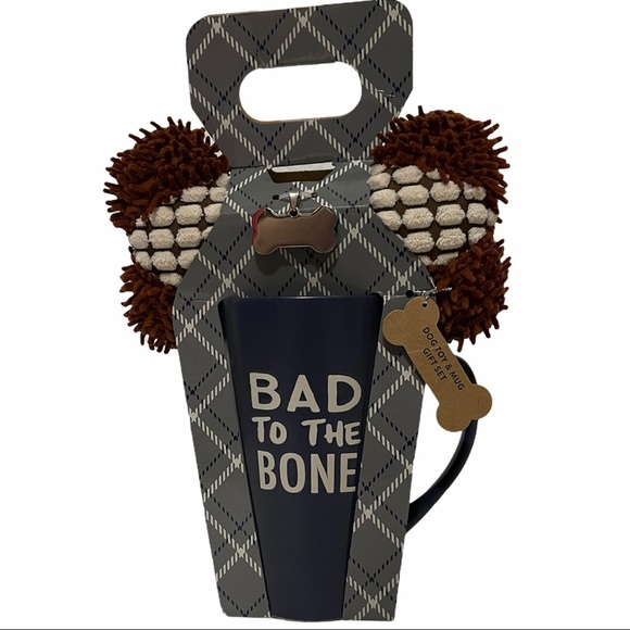 BAD TO THE BONE Doggy Gift Set Coffee Mug ID Tag Dog Toy - Picture 9 of 11